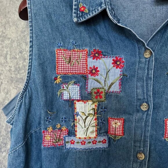 Bobbie Brooks Embroidered Denim Vest, 18W/20W - Picture 2 of 4